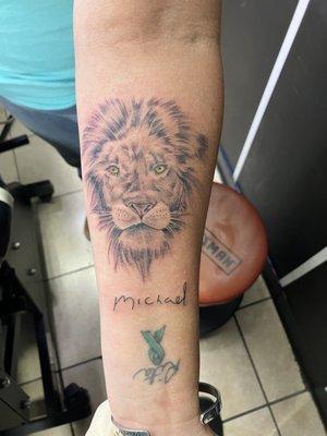 Lion Memorial tattoo for my brother.