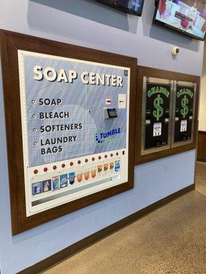 Soap vending machine & change machine