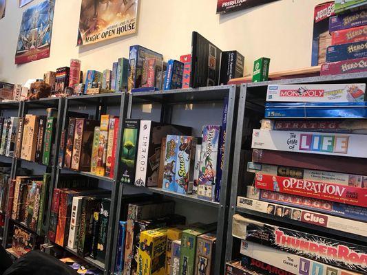 Plenty of board games to play for free in the back