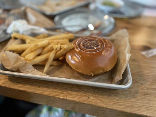 Kids cheeseburger and fries