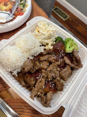 Beef and chicken mixed plate