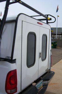 A.R.E. Deluxe Commercial Unit with double rear doors, tool boxes & Kargo Master rack