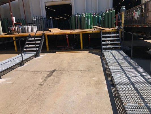 New safety ramps to loading dock for truck drivers use.