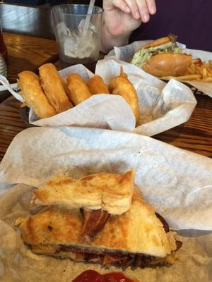 Grilled cheese and onion rings