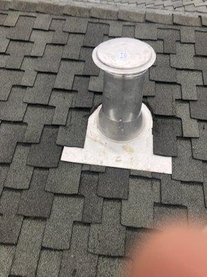 Roof jack properly installed.