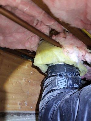 Ductwork inspection after duct leakage test to identify leakage in crawlspace ductwork.