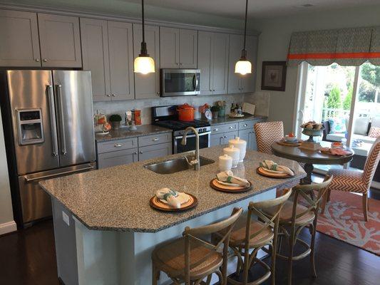 Granite top with an eased edge fabricated and installed by Designer Surfaces.