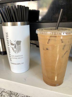 Iced dirty pumpkin chai with oatmilk