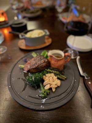 Filet mignon with broccolini and asparagus