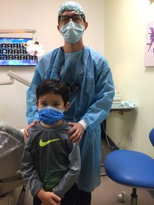 After the treatment. Our new favorite pediatric dentist, Dr. Lee!