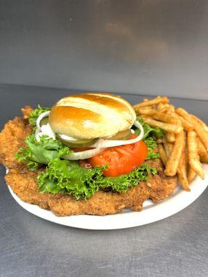 Our huge breaded tenderloin sandwich