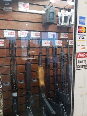 A part of the long gun rack, they have a 9mm ak at a really tempting price!