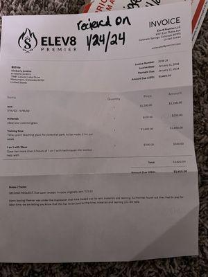 The fraudulent invoice Elev8 sent to me.