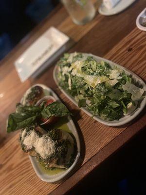 Garlic knots and salad