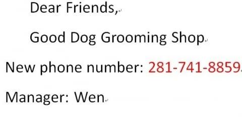 Please make a note that we have changed phone number! and tell your friends too!! the new number is 281-741-8859. Thank you!!