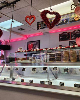 Ice cream counter decorated for Valentines Day