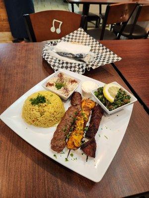 Combo Kabob Plate with Baba Ganoush and Tabouli