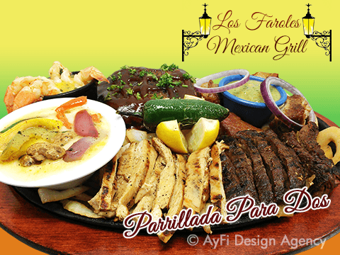 Sizzling Fajitas Parrillada for two from Los Faroles Mexican Restaurant