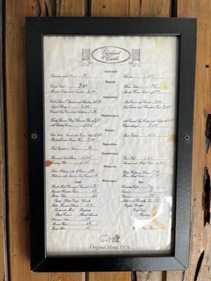 Original Menu 1976