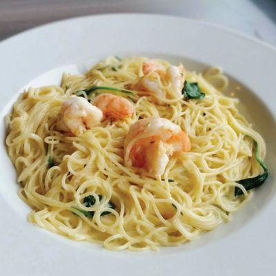 Creamy Roasted Garlic Angel Hair with Shrimp