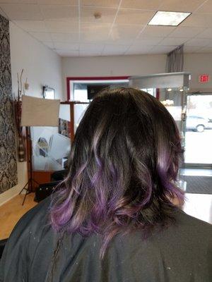 Purple with silver and natural tones after