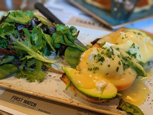 Egg Benedict with avocado and spinach