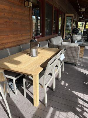 Patio furniture, outdoor showroom, decks and patios