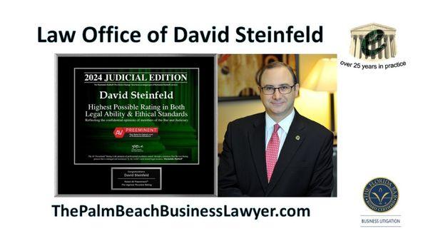 Attorney David Steinfeld has been honored again with Martindale's Judicial Award for high marks from Judges