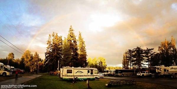 Beautiful rainbow after a storm at Lake Goodwin.