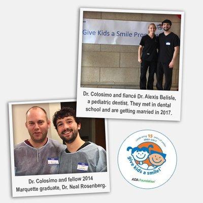 Dr. Colosimo, his fiance, Dr. Alexis Belisle and classmate Dr. Neal Rosenberg volunteering at Give Kids A Smile 2017.