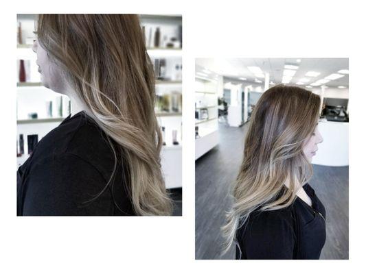 Ash blond balayage# long layer# ash brown #