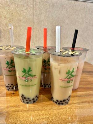 Heavy Oolong, Black, Strawberry, Matcha, and Wintermelon Milk Teas