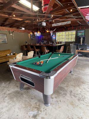 Newly re-felted valley pool table.