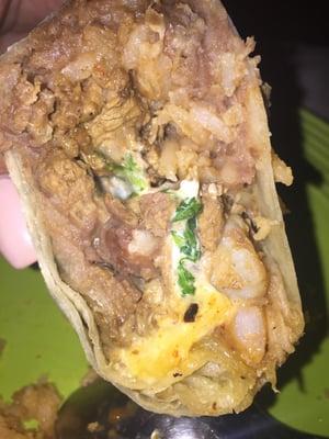 Steak and shrimp burrito..