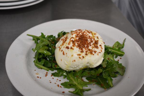 Burrata with shaved bottarga