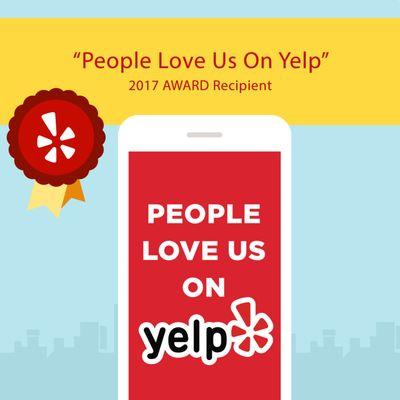 #PeopleLoveUsOnYelp!
 Thanks Yelp for this prestigious AWARD!
 And thanks to our tens of thousands of Happy Clients:)