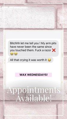 Client Review 
Service: Under Arm Wax