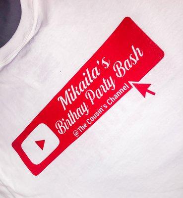 Mikailas Youtube themed birthday shirts