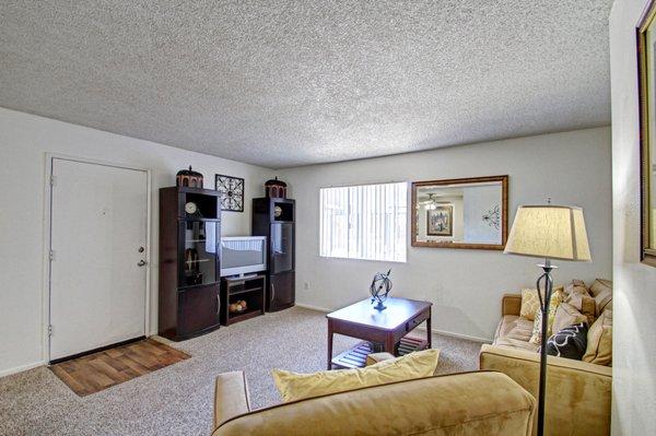 Wood Flooring and Lush Carpeting