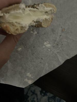 Everything bagel with the perfect smear!