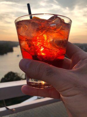 Negroni in the sunset