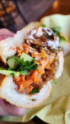 Pork belly sisig banh mi.  Perfect fusion of 2 cultures