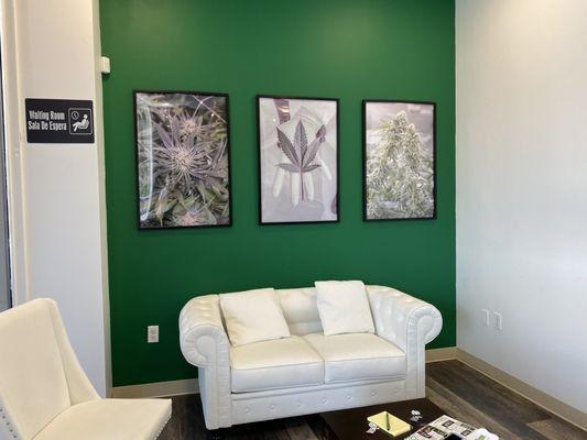 Lovely lobby with photos of high quality cannabus