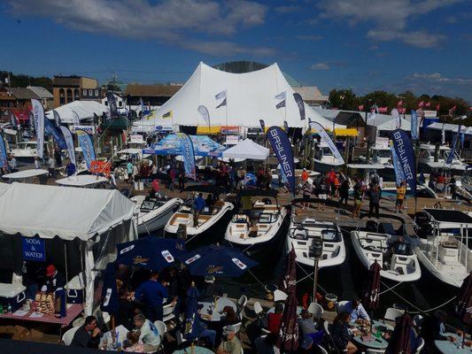 boat show madness at the upstairs deck of the Fllet Reserve Club of Annapolis