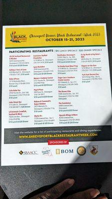 Black Restaurant Week promo