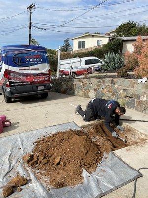 Sewer lien spot repair and install new clean out.