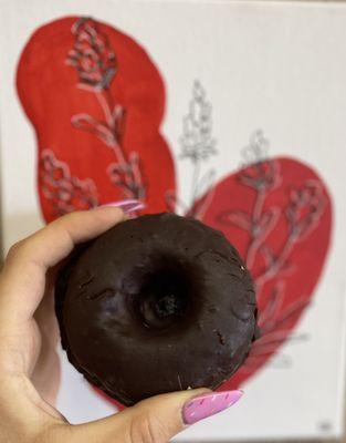 Double Chocolate Cake Donut ~ It was very fudgy and chocolatey like a nice thick slice of cake or fudge brownie! From Sugar Plum Vegan!