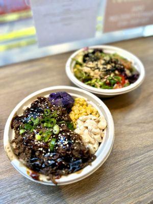 Bulgogi Bowl and Salmon Poke Bowl