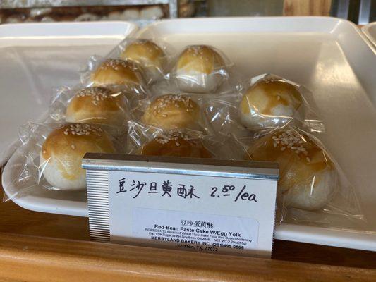 Red bean paste egg yolk pastry 豆沙蛋黄酥 $2.50 each