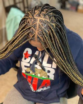 Medium Knotless Triangle Plaits